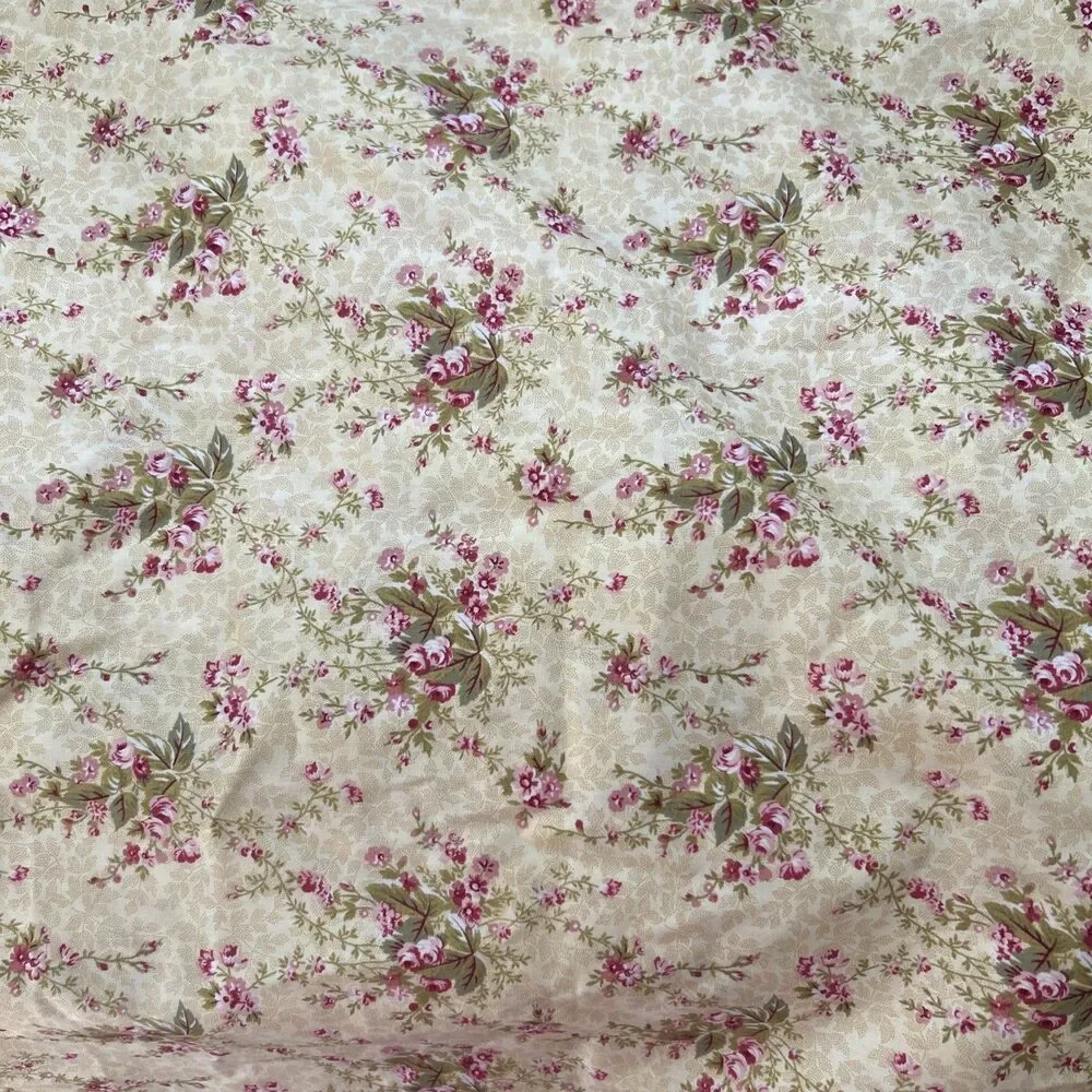 David Textiles Cotton Quilting Fabric Floral Print Yellow Pink Flowers 3.2 Yd